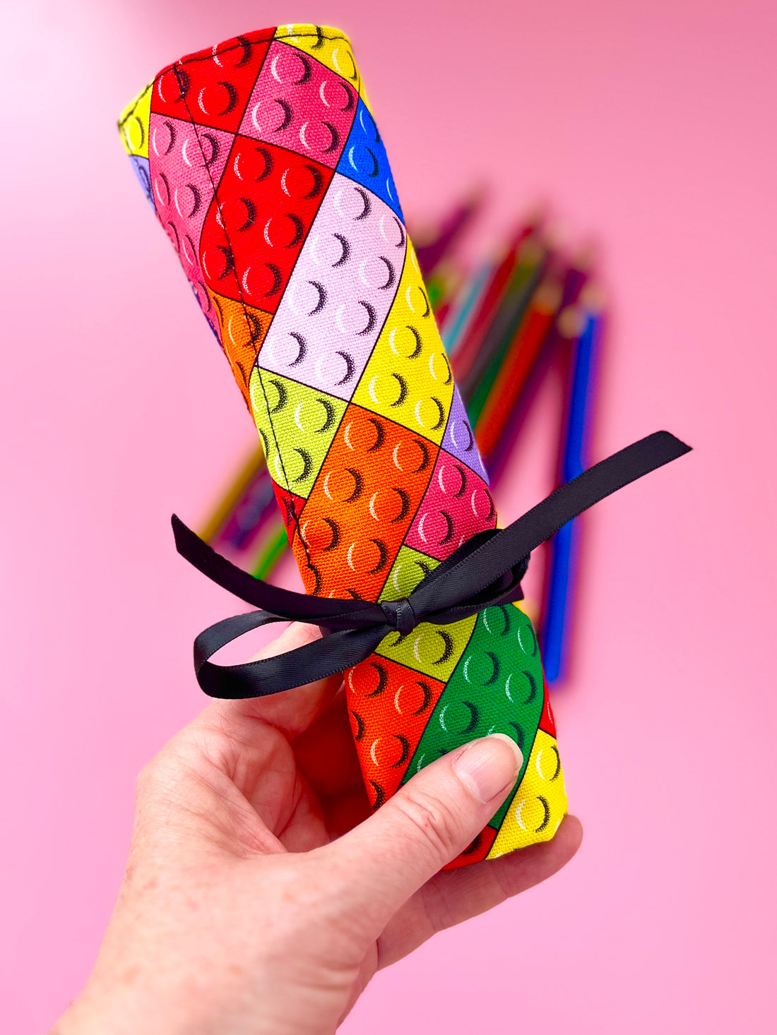Lego Block Style Cutlery Roll - Perfect for Pencils Too