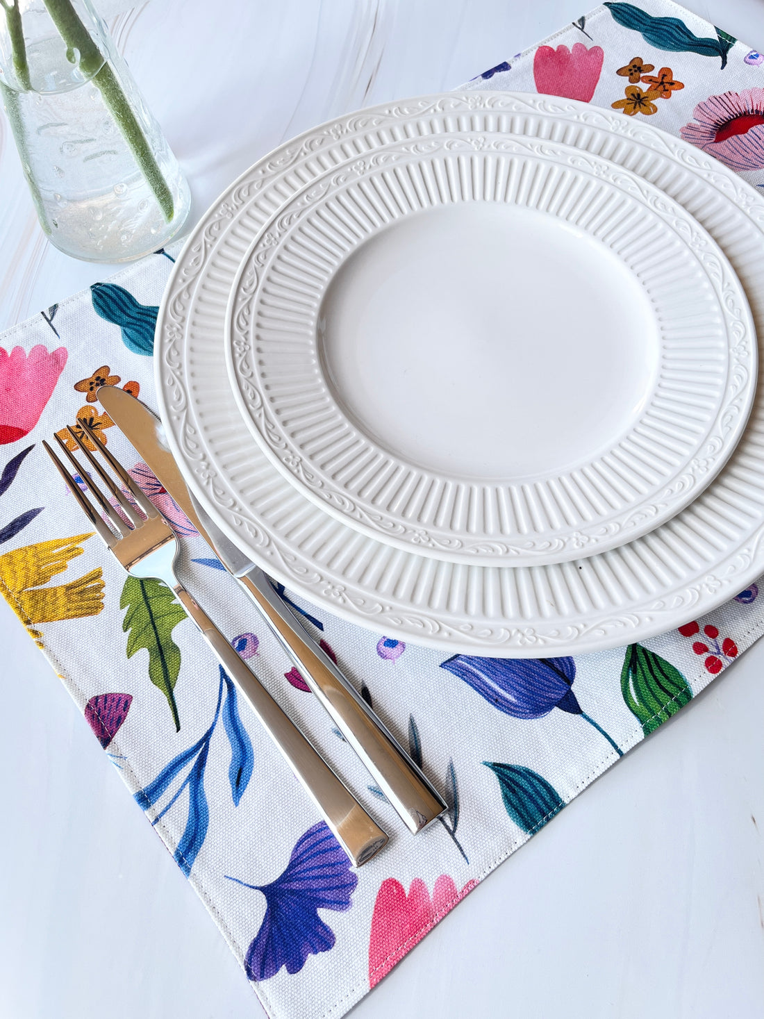 Birds and Flowers in Bright Colours Adorn These Cotton Placemats