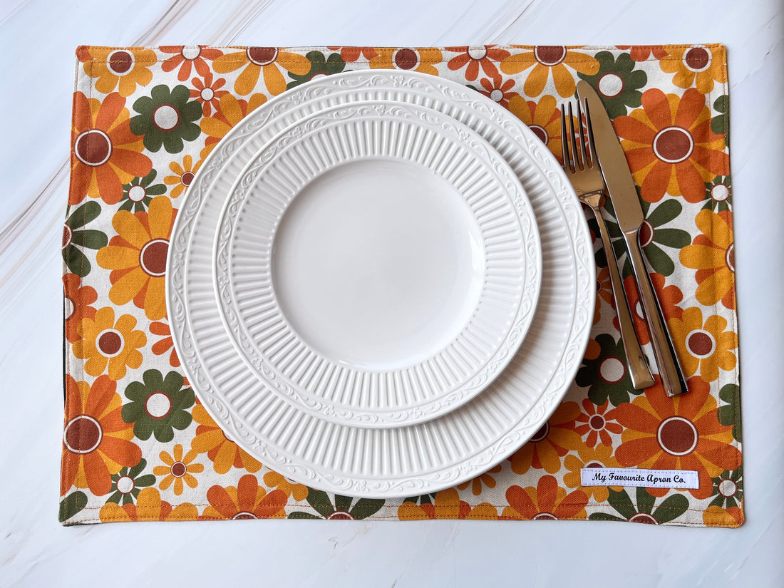 This Retro Floral Placemat Set is Perfect for the Grooviest Foodie
