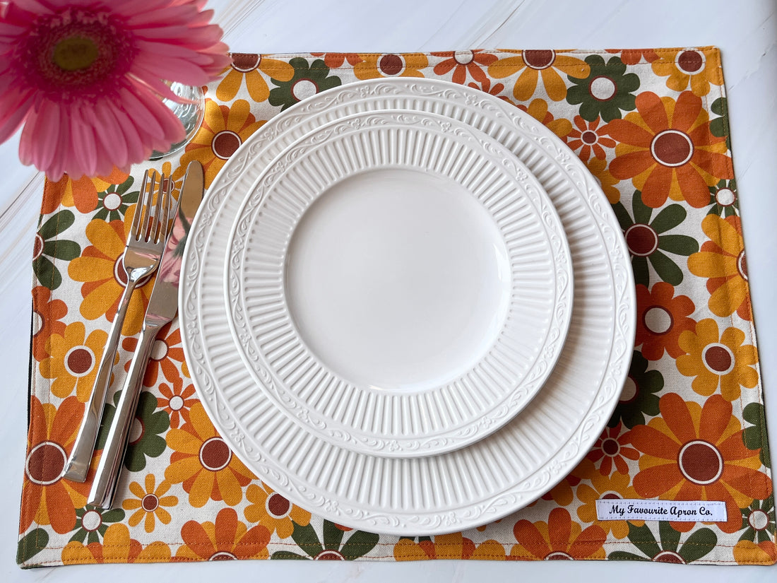 This Retro Floral Placemat Set is Perfect for the Grooviest Foodie