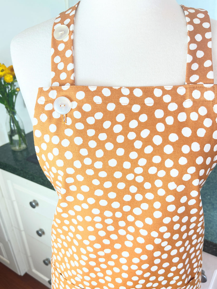 Sophisticated Caramel Brown Polka Dot Apron