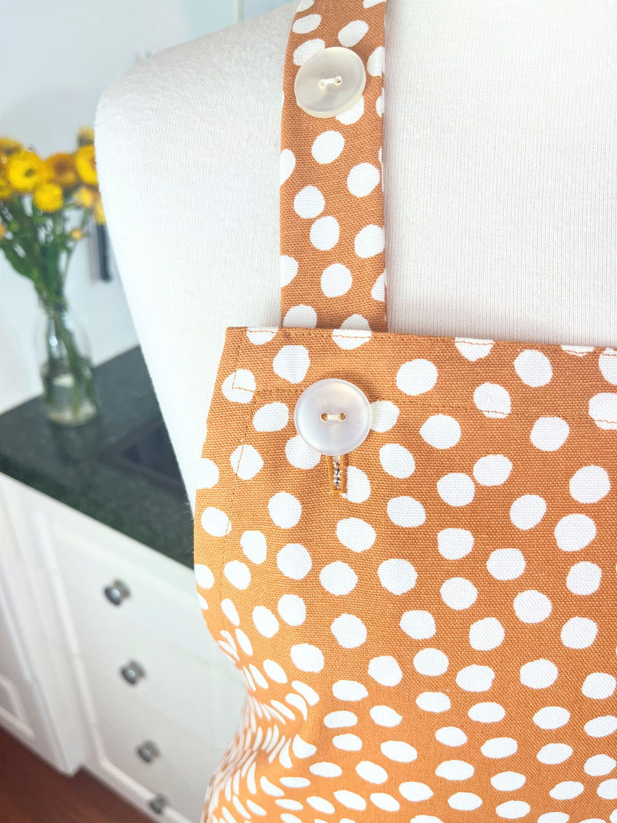 Sophisticated Caramel Brown Polka Dot Apron