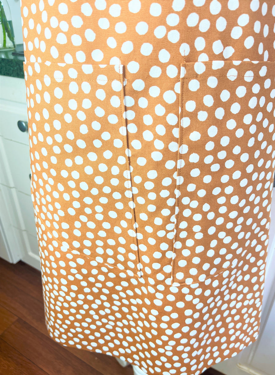 Sophisticated Caramel Brown Polka Dot Apron