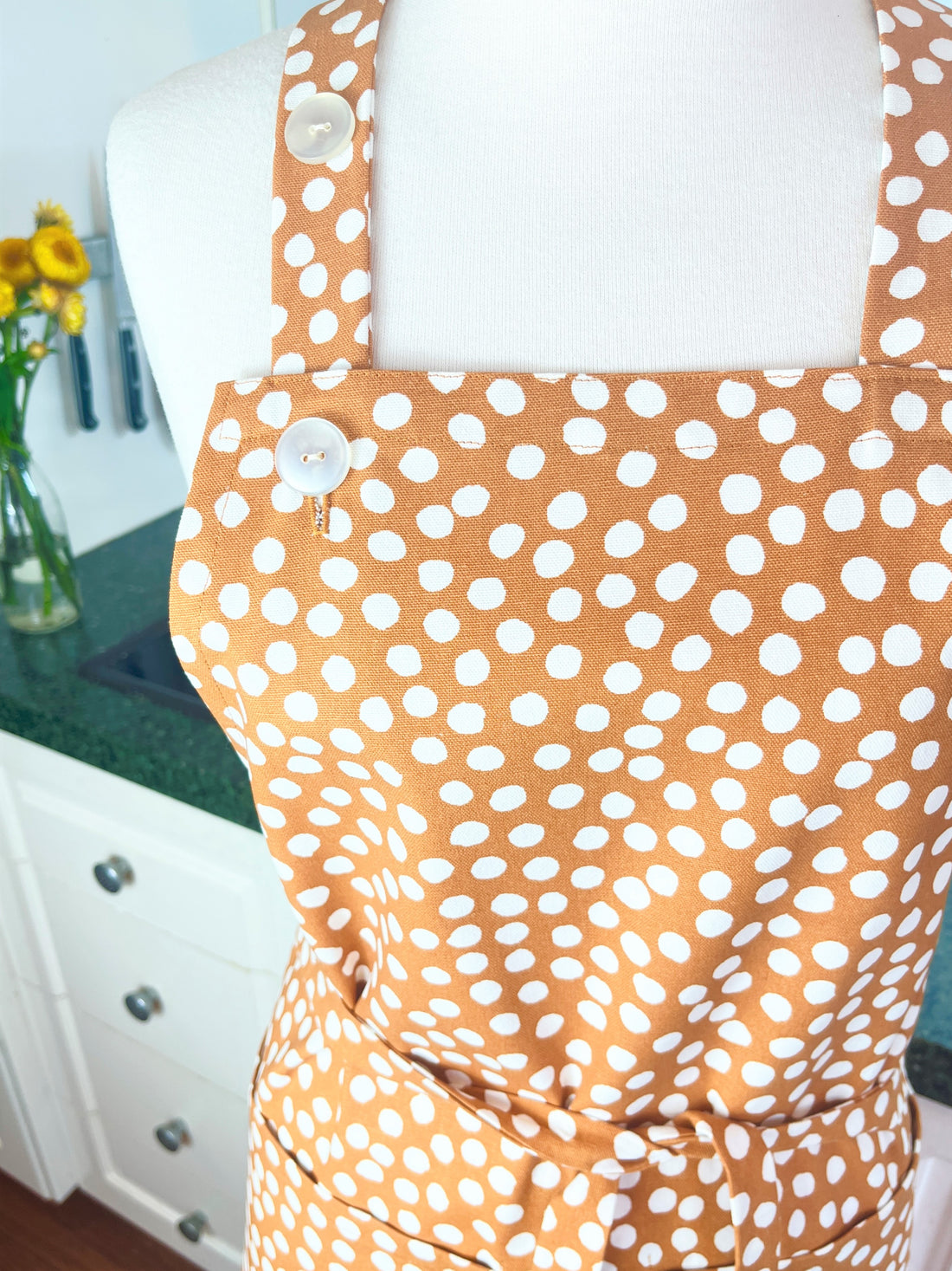 Sophisticated Caramel Brown Polka Dot Apron