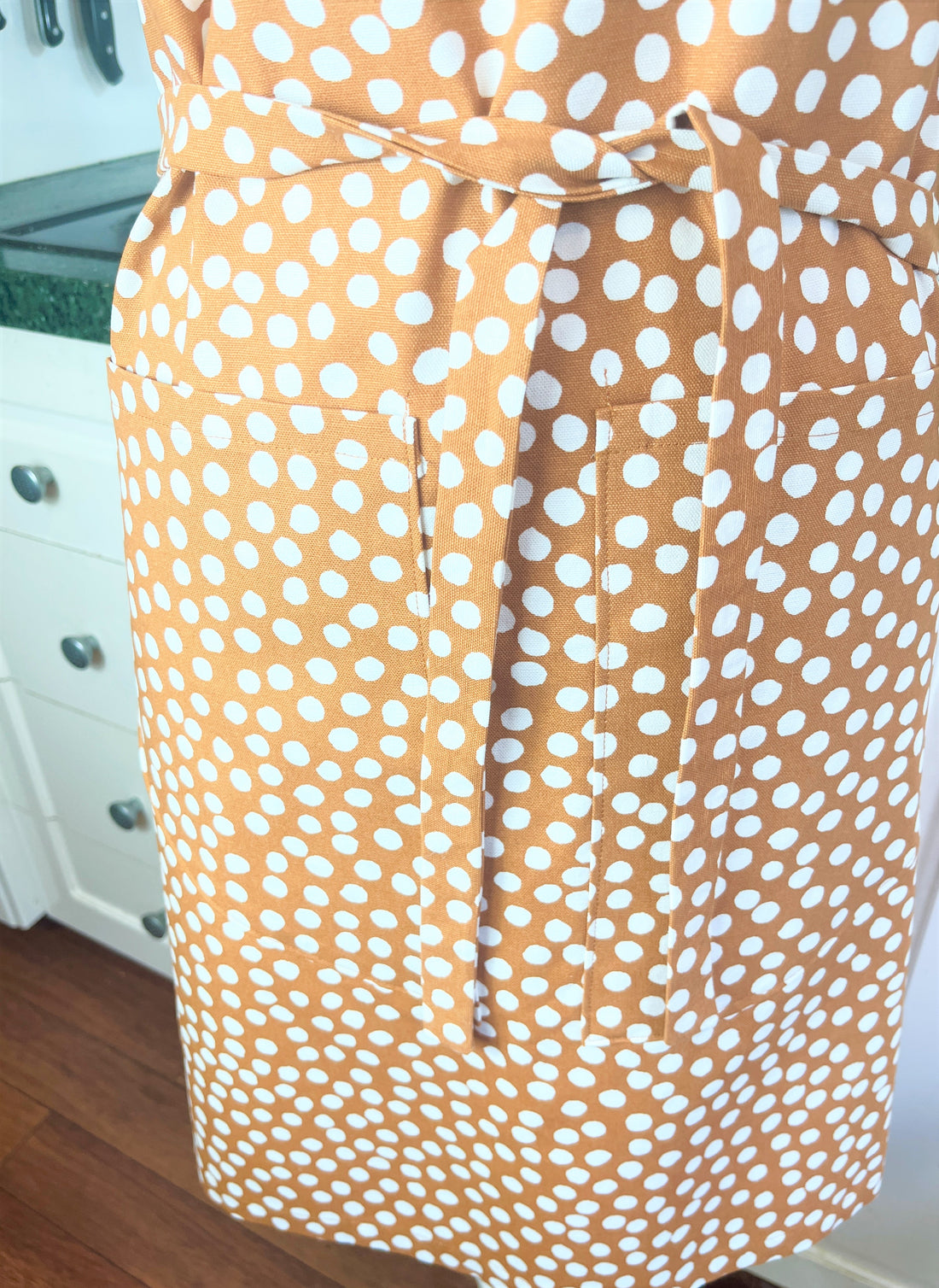 Sophisticated Caramel Brown Polka Dot Apron