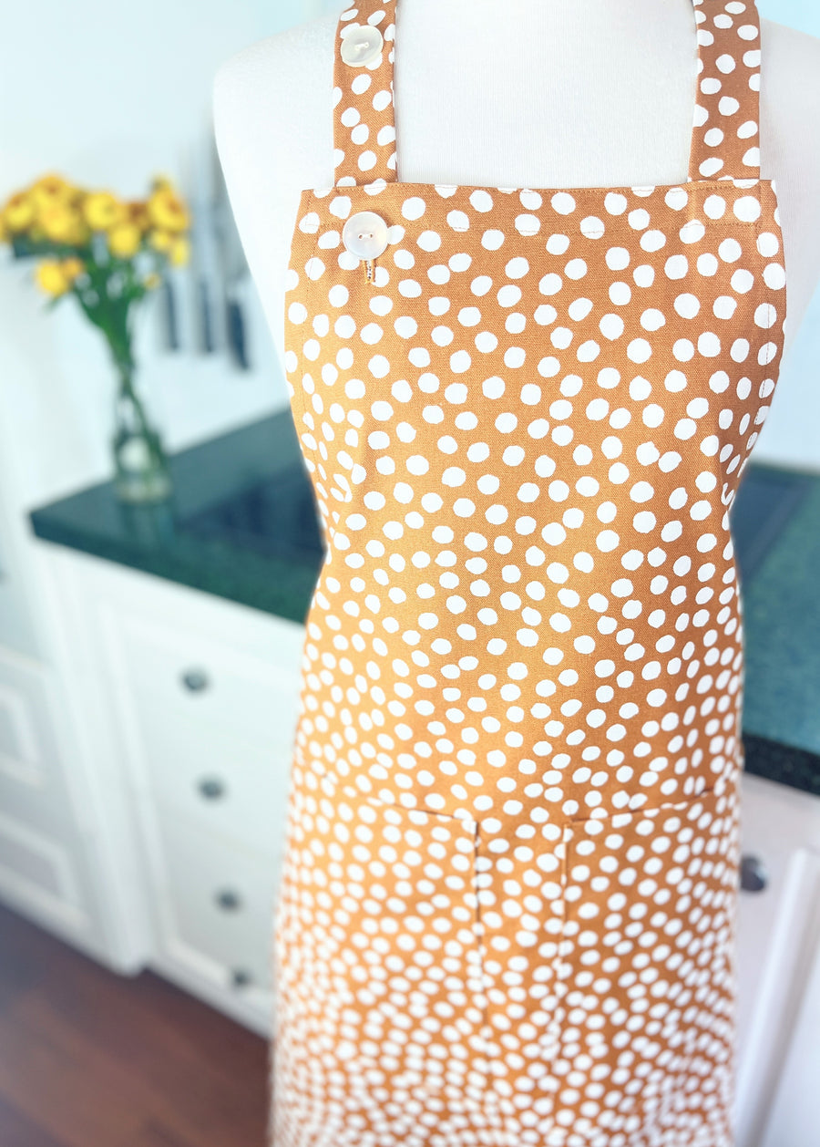 Sophisticated Caramel Brown Polka Dot Apron