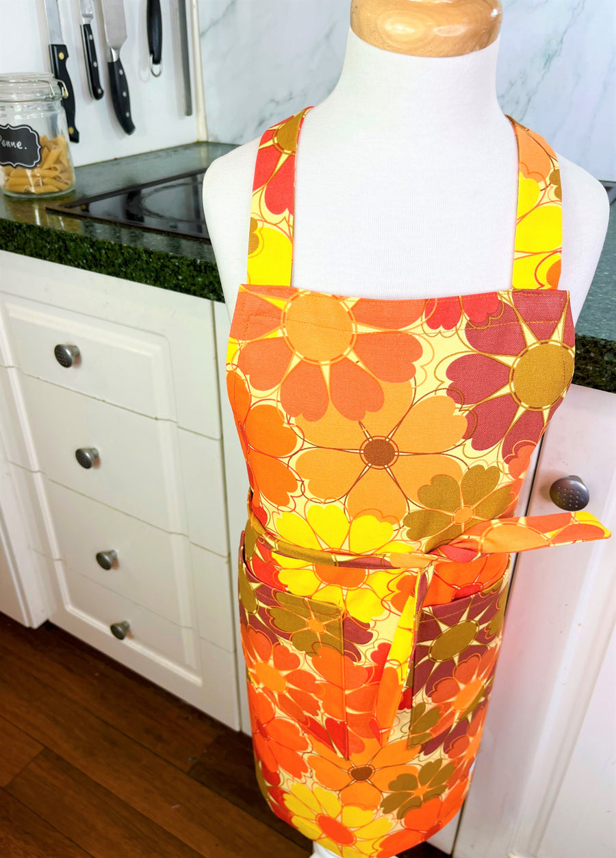 Retro Floral Apron for Your School Aged Child